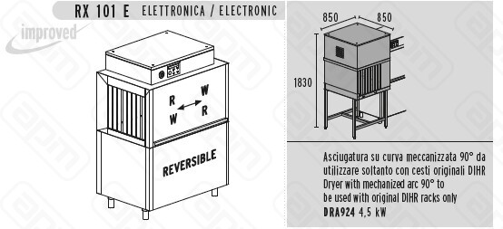 МАШИНА ПОСУДОМОЕЧНАЯ DIHR RX 101 E SXDDEXPDRA924