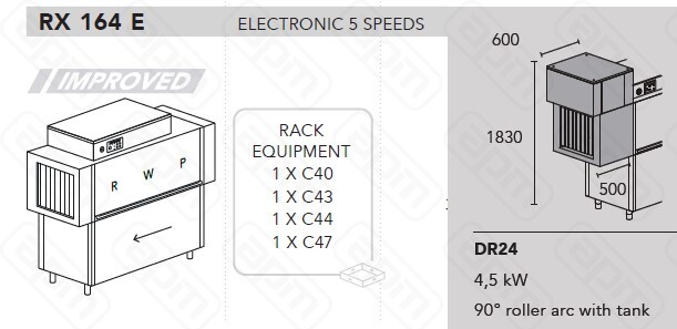 МАШИНА ПОСУДОМОЕЧНАЯ DIHR RX 164 E DXDR24DDEXP