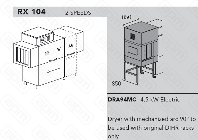 МАШИНА ПОСУДОМОЕЧНАЯ DIHR RX 104 SXDDEXPDRA94MC