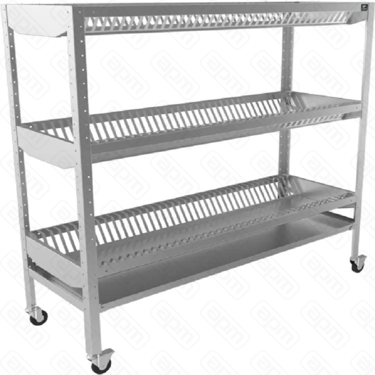 СТЕЛЛАЖ ДЛЯ СУШКИ ПОДНОСОВ НА КОЛЕСАХ КОБОР СДПК-10053430 ВЫСОТА 1800