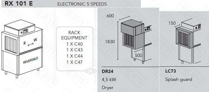 МАШИНА ПОСУДОМОЕЧНАЯ DIHR RX 101 E DXDDEDR24LC73