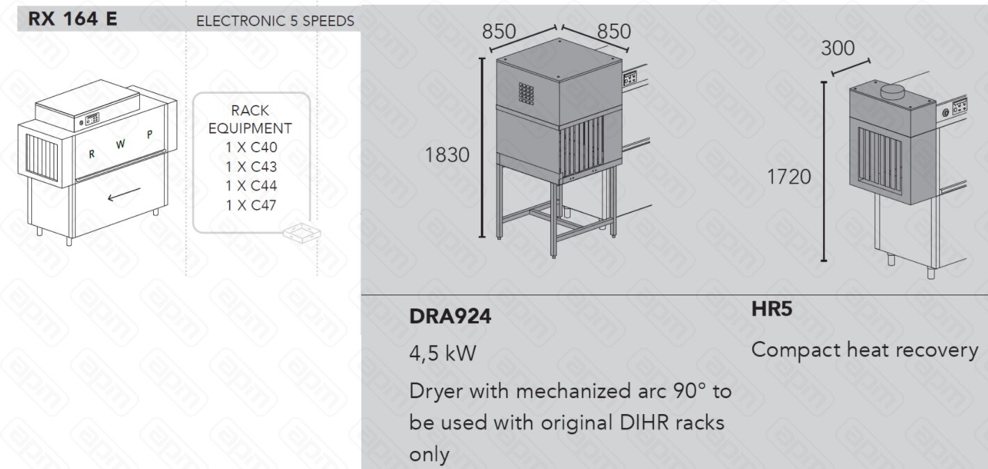 МАШИНА ПОСУДОМОЕЧНАЯ DIHR RX 164 E DXDRA924HR5DDE  ДЕЛЕНИЕ 2 ЧАСТИ