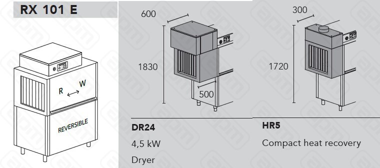 МАШИНА ПОСУДОМОЕЧНАЯ DIHR RX 101 E SXDR24HR5DDEДЕЛЕНИЕ 2 ЧАСТИ