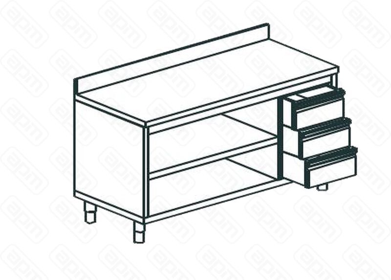 СТОЛ ПРОИЗВОДСТВЕННЫЙ ЗАКРЫТЫЙ С 3-Х СТОРОН APACH CHEF LINE LWC621SH2UDR