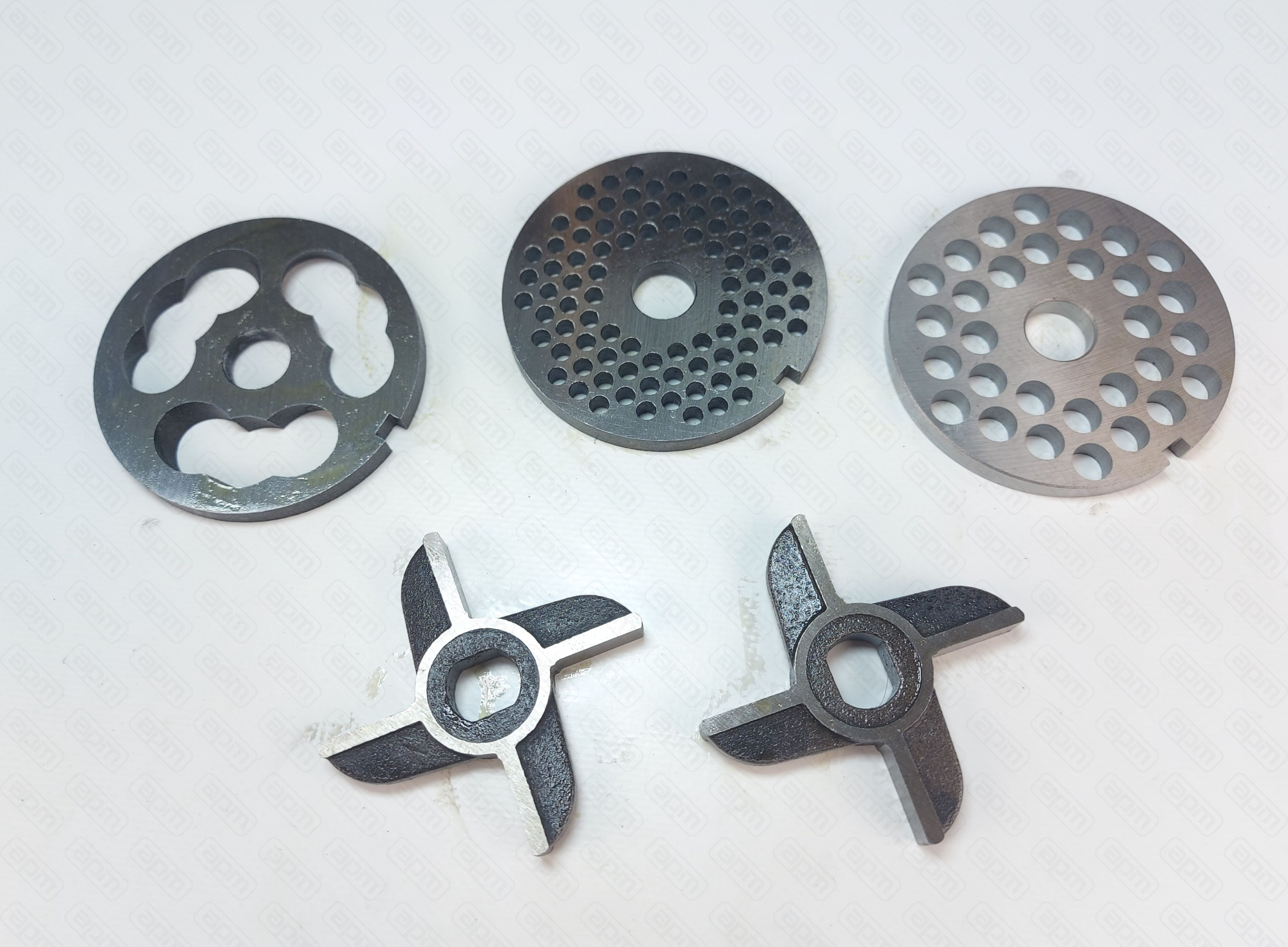 КОМПЛЕКТ НОЖЕЙ И РЕШЕТОК ДЛЯ МЯСОРУБКИ МИМ-600  БЕЗ БУРТА