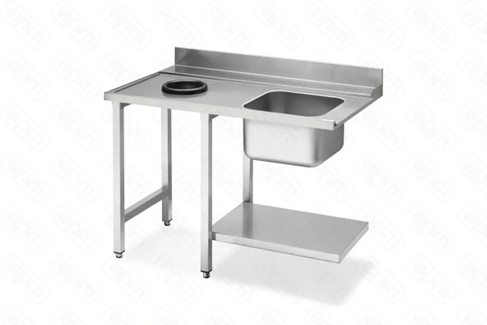 Стол приставной WT51200SHL с мойкой и отв для отходов 1200 мм дпосудом маш тм SMEG серии HTY