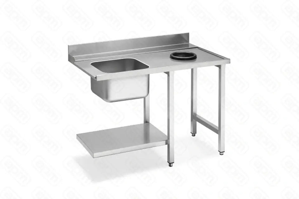 Стол приставной WT51200SHR с мойкой и отв для отходов 1200 мм дпосудом маш тм SMEG серии HTY