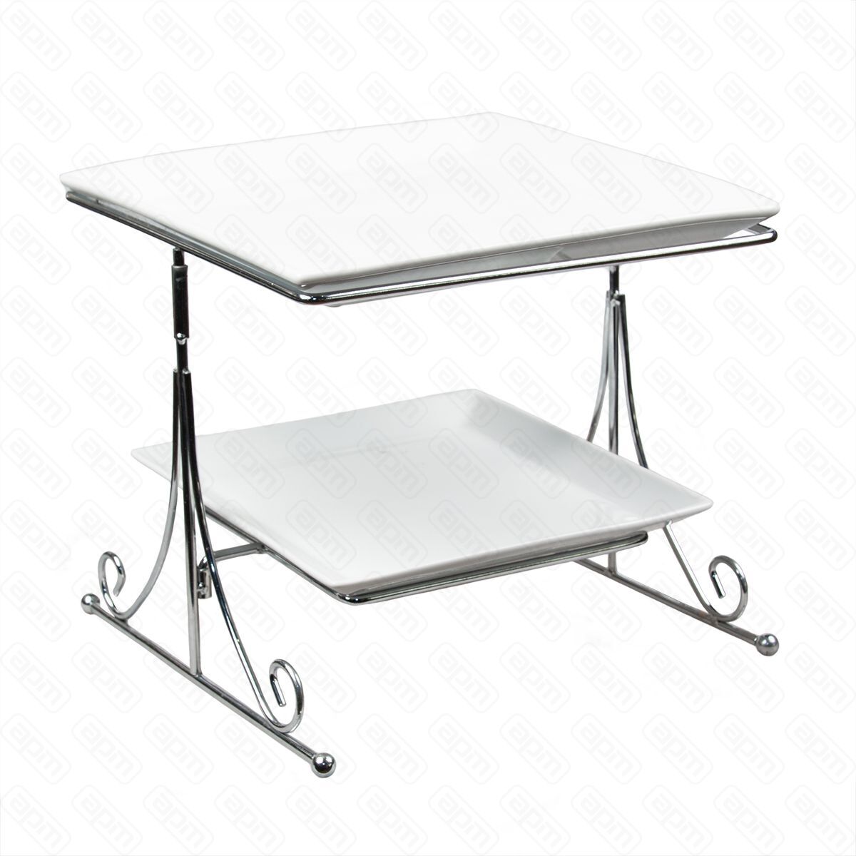 Стойка двухъярусная  2 фарфоровых блюда 2626 см 2222 см h 25 см PL Proff Cuisine