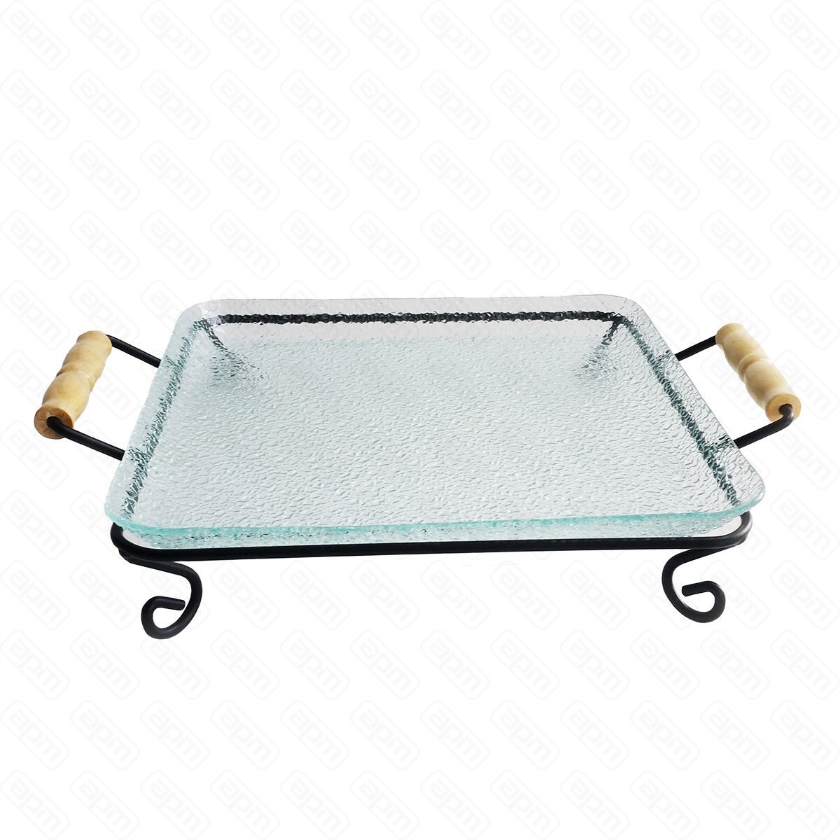 Блюдо для выкладки стеклянное с металлическим основанием 342775 см  PL