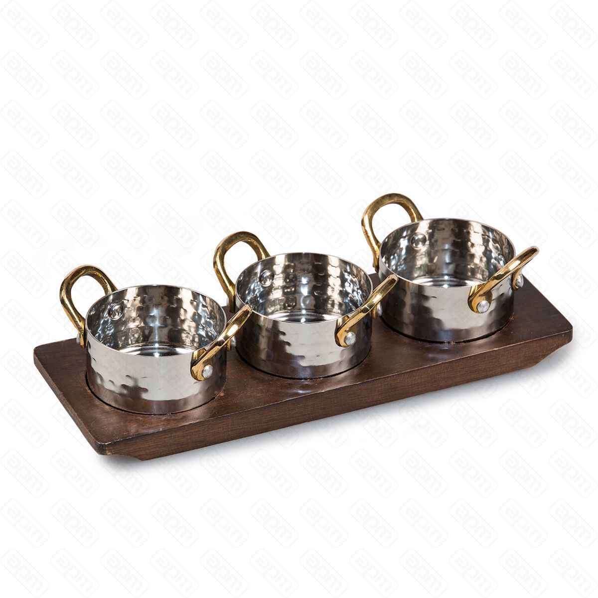 Сет сервировочный деревподставка  3 кастрюльки по 140 мл PL Proff Cuisine