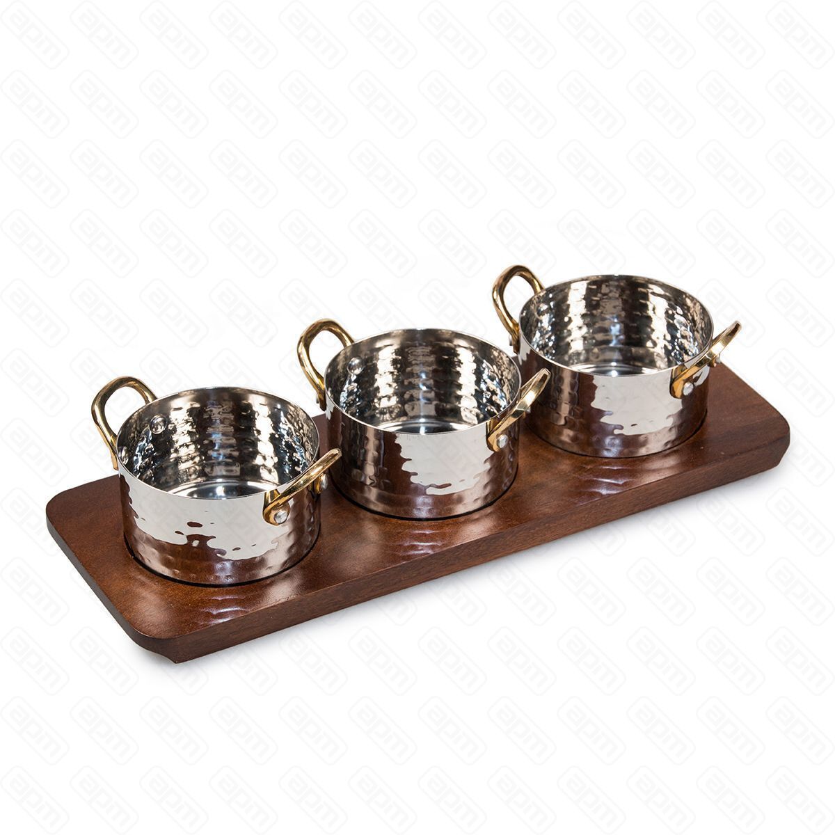 Сет сервировочный деревподставка  3 кастрюльки по 350 мл PL Proff Cuisine