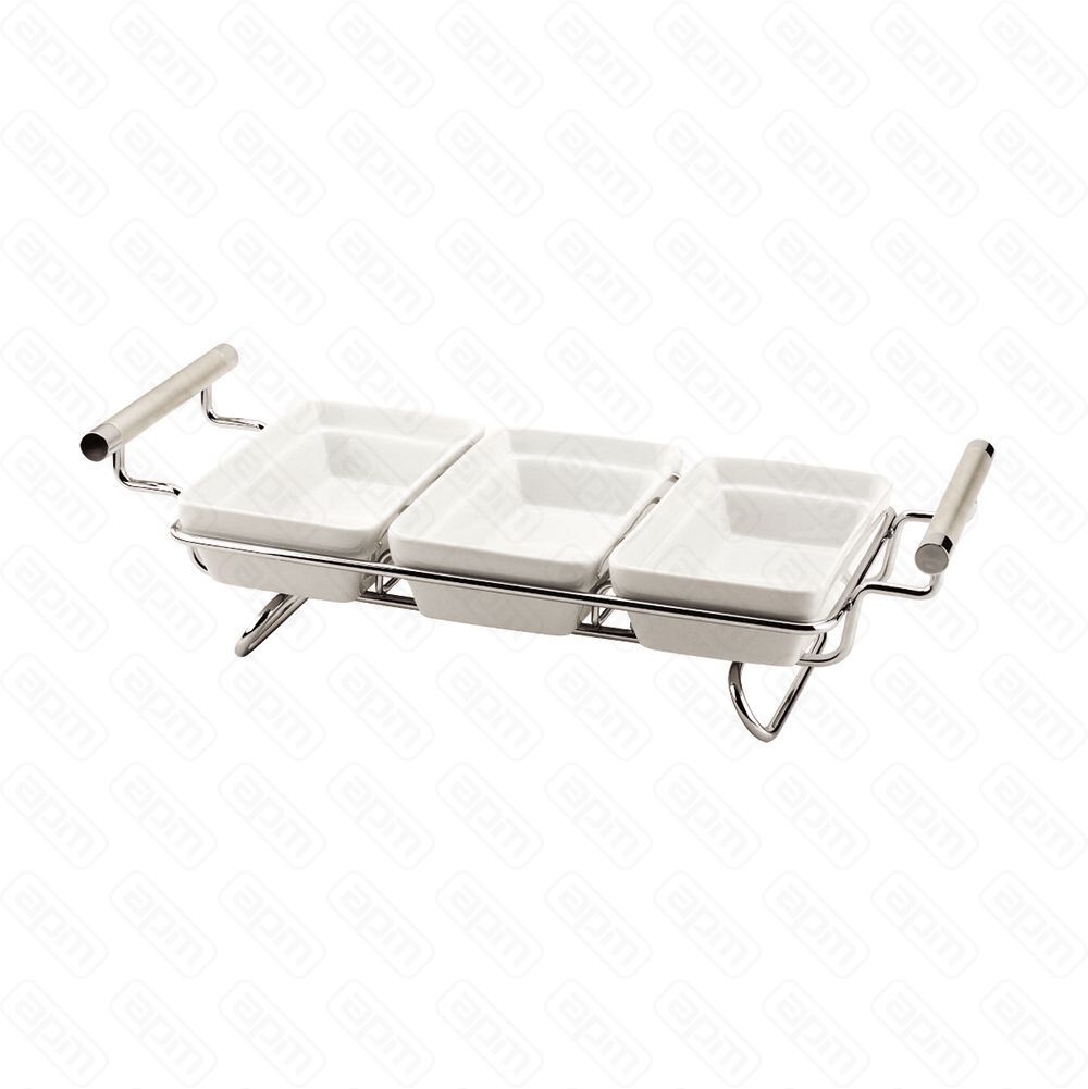 Подставка хромированная с тремя фарфоровыми блюдами 3815 см PL - REG