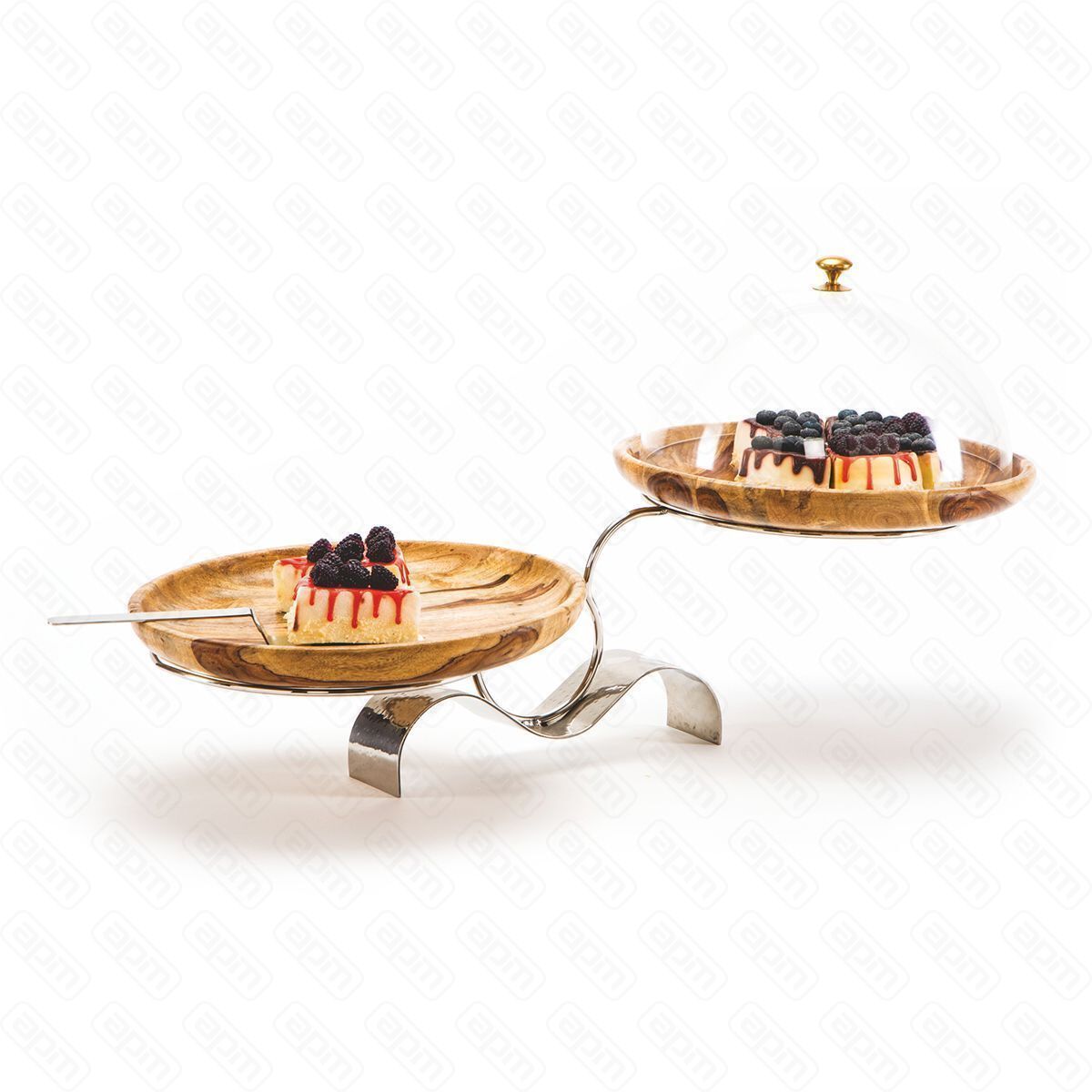 Стойка металлическая для выкладки  два салатника из бука8035235 см  PL--Hotelware