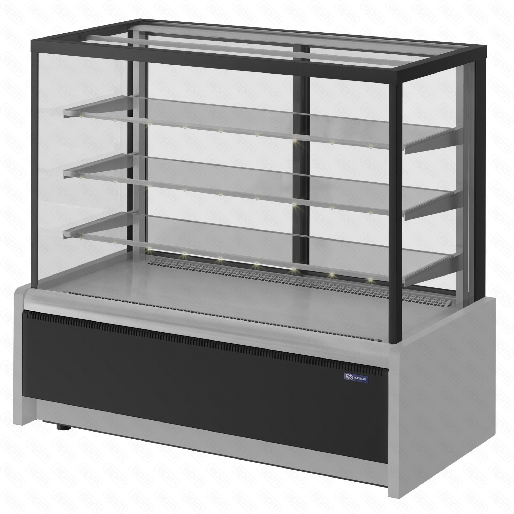 ВИТРИНА КОНДИТЕРСКАЯ НЕЙТРАЛЬНАЯ KAYMAN K-ВК-1300 КВАДРО СЕРЕБРО