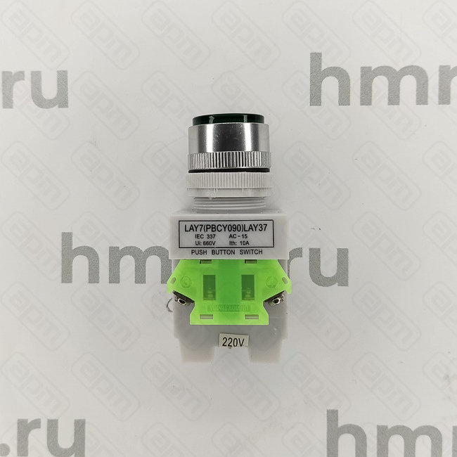 Кнопка LAY7 PBCY090 LAY37 зелная с фиксацией