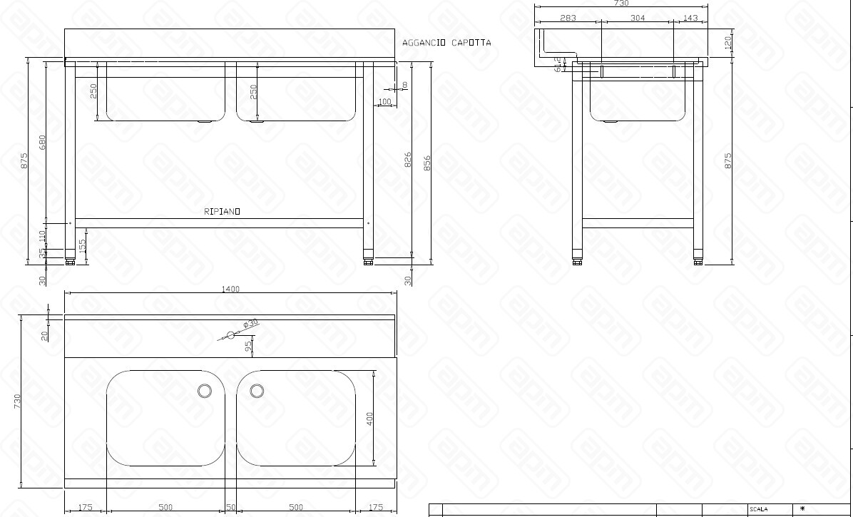 СТОЛ ДГРЯЗПОСУДЫ DIHR T55 1400 SX СПЕЦ 2 ВАННЫ