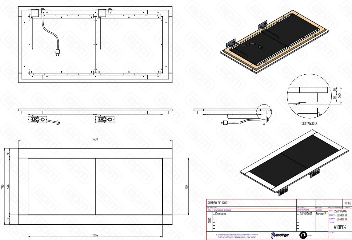 ПОВЕРХНОСТЬ ТЕПЛОВАЯ ENOFRIGO QUARZO PC 1400 ВСТР ЦВЕТ 1379