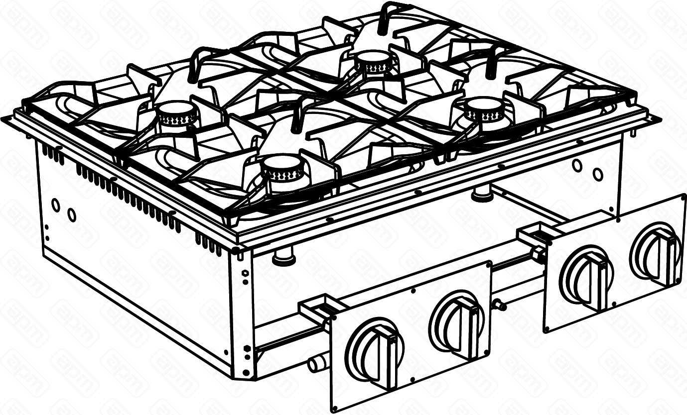 ПЛИТА ГАЗОВАЯ 4 КОНФОРОЧН ВСТРАИВАЕМАЯ 700 СЕРИИ APACH CHEF LINE SLDIG7RG8