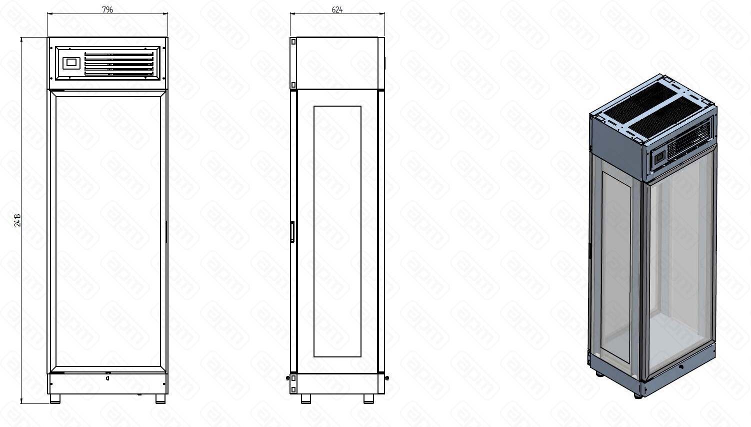 ВИТРИНА ХОЛОД ENOFRIGO COMPASS DOUBLE-SIDED МАТОВЫЙ ЧЕРНЫЙПОЛКИ GK93430003 4 ШТ